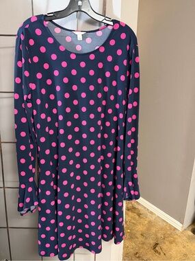Cato Navy Dress with Hot Pink Polka Dots